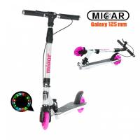 Двухколёсный самокат со светящимися колёсами MICAR GALAXY 125 Бело-розовый